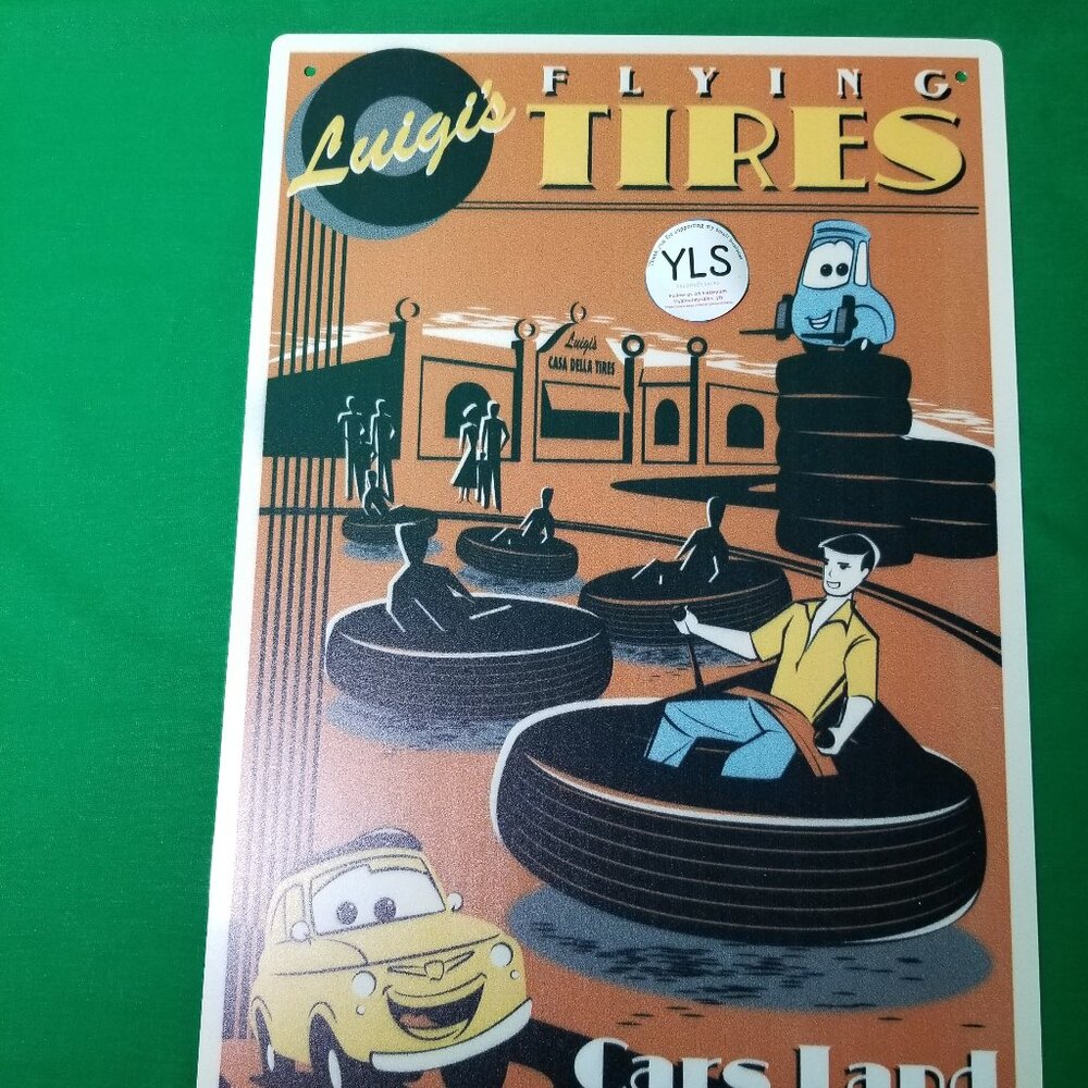 Disney‎ Parks 2012 Release Luigi's Flying Tires Metal Sign DCA Cars Land NWT